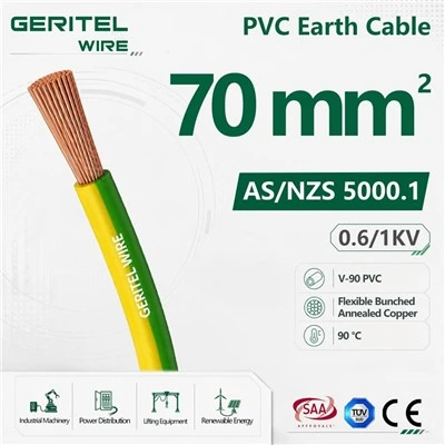 70 mm lankstus įžeminimo kabelis 0,6/1kV 5 klasės varinis